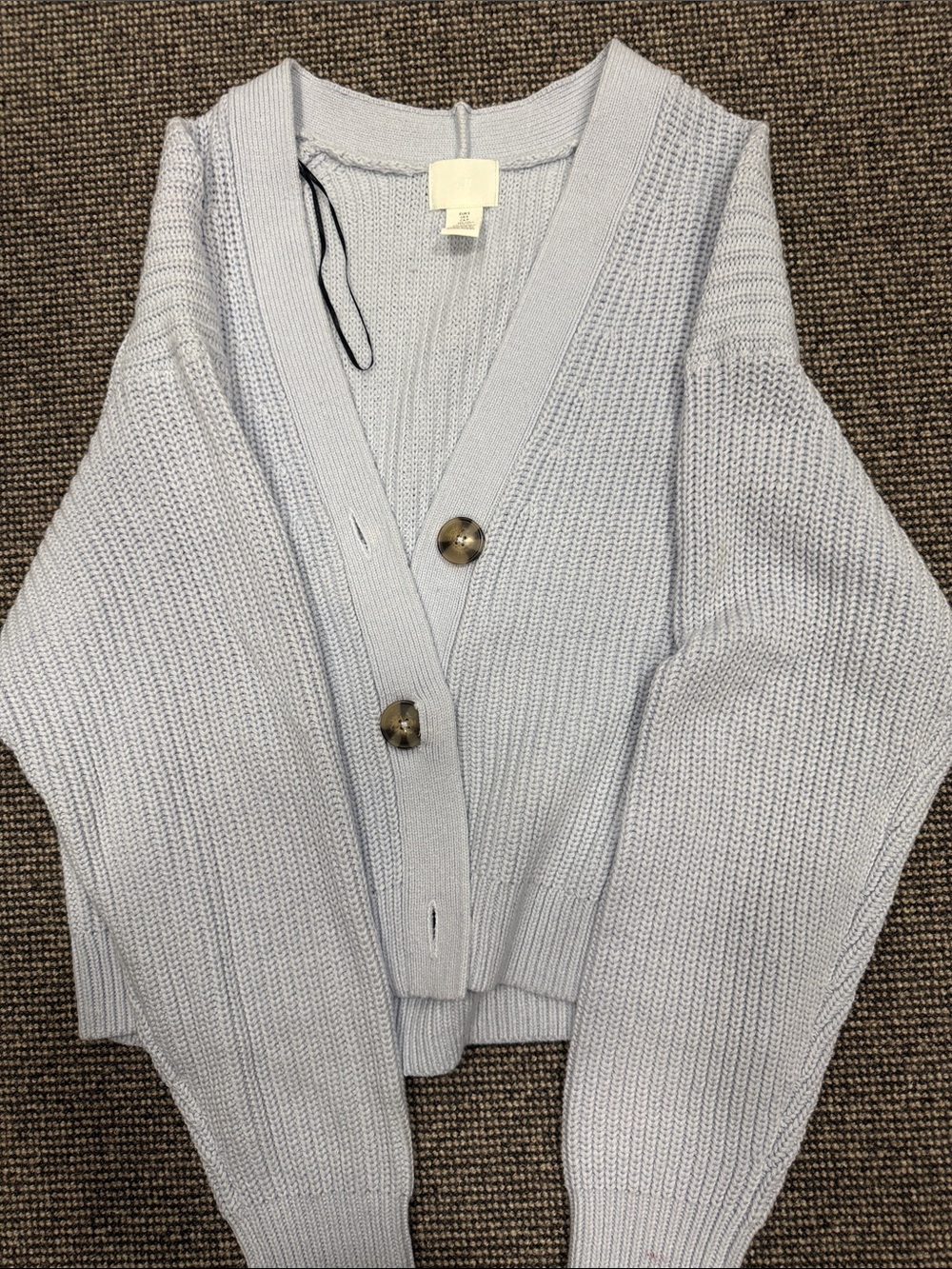 Light Blue V-Neck Chunky Knit Cardigan Sweater